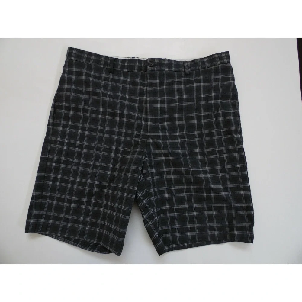 Greg Norman Black Plaid Lightweight Golf Shorts Mens Size 36 EUC